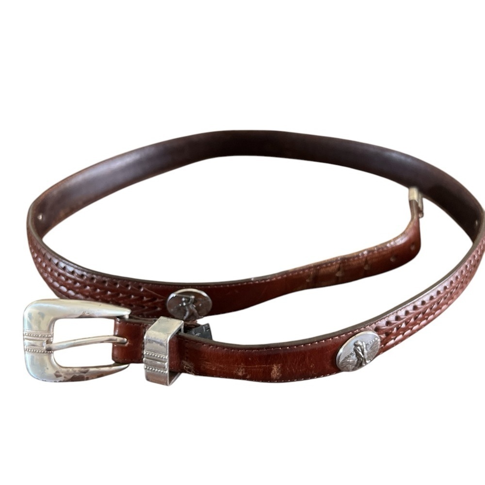 Vintage leather golf concho basket weave belt